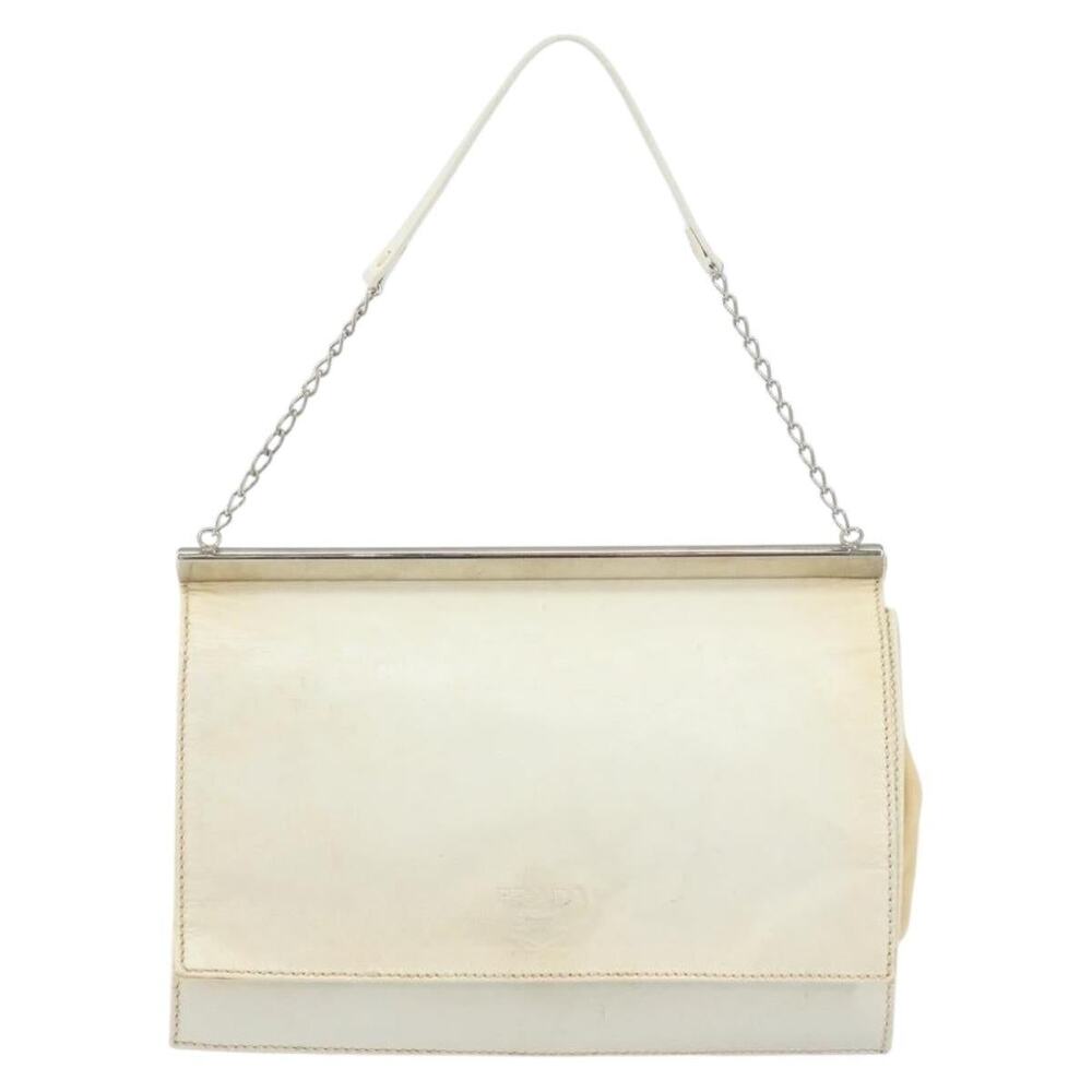 Prada Leather Chain Handbag White